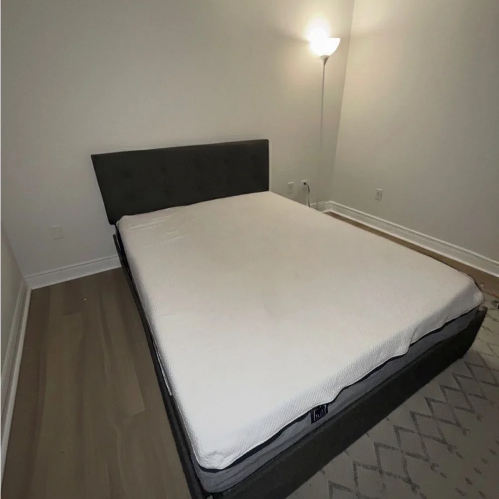 Modern Queen Bed Frame and Mattress - Used Like New